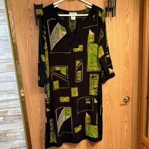 Black and Green Tunic Dress/beach cover up